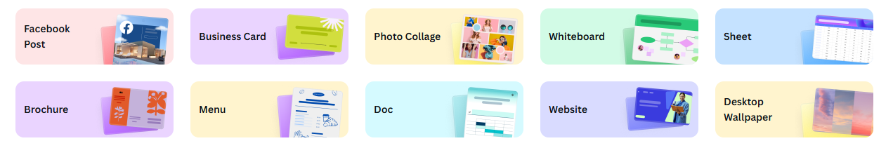 Colorful rectangles with text and icons, possibly illustrating various topics or categories.