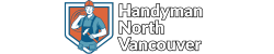 A logo for handyman north Vancouver with a man in a shield