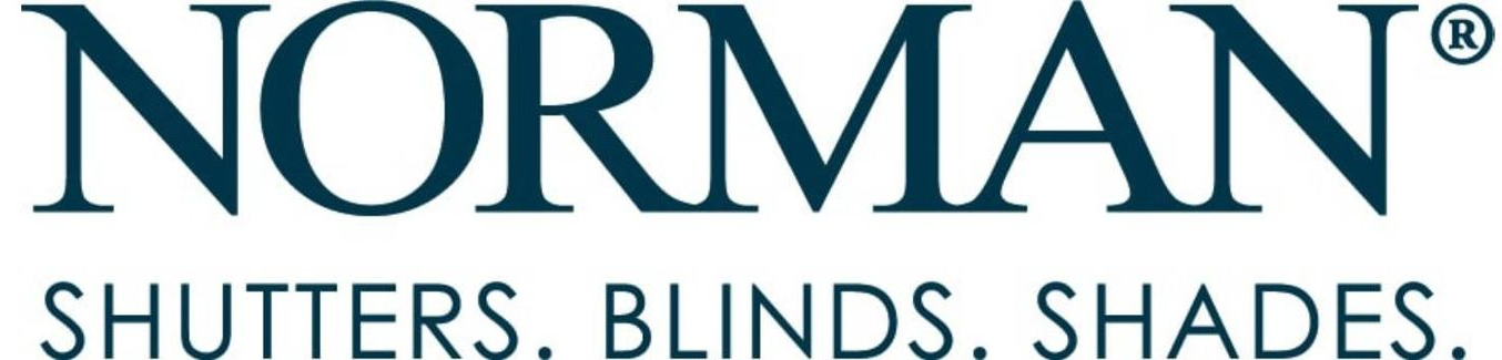 Logo for Norman, a company specializing in shutters, blinds, and shades.