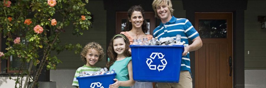 Family shows their rubbish collection in Higgins for recycling
