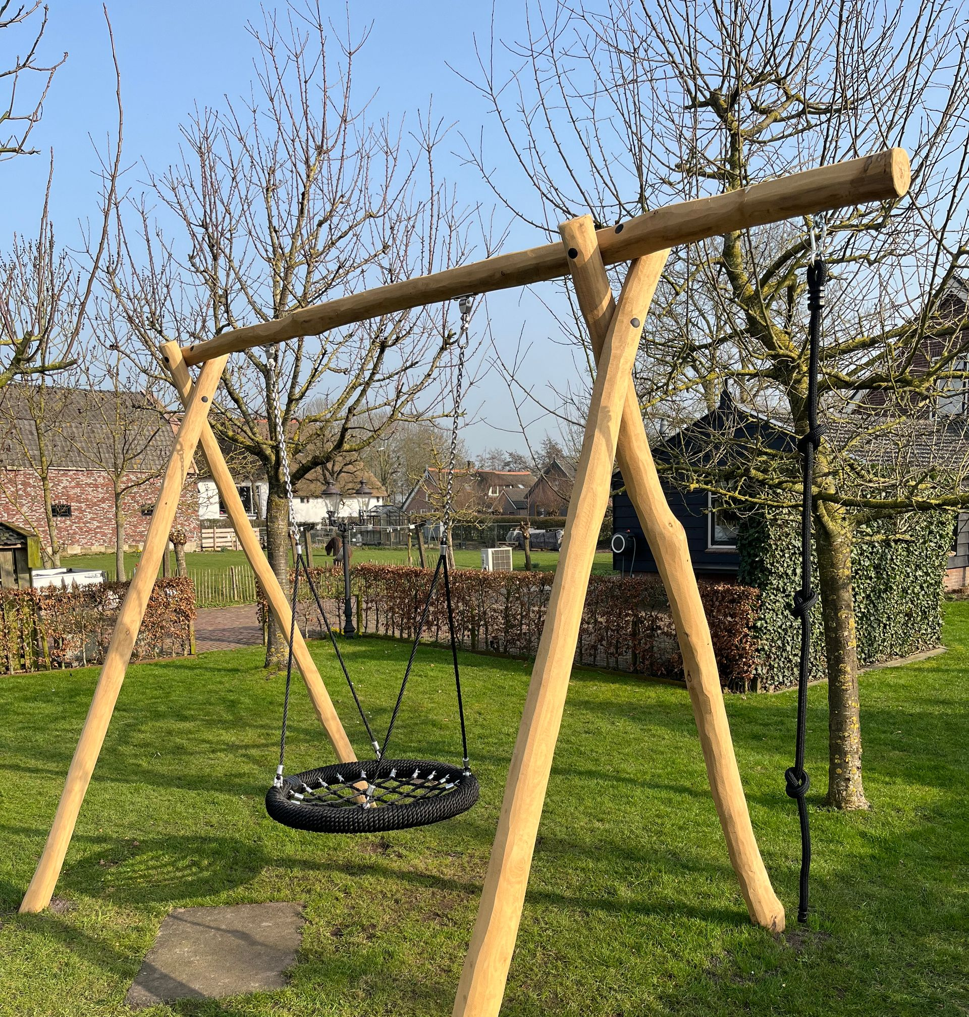 Natuurlijke schommel - 4 haken voor 2 zitjes