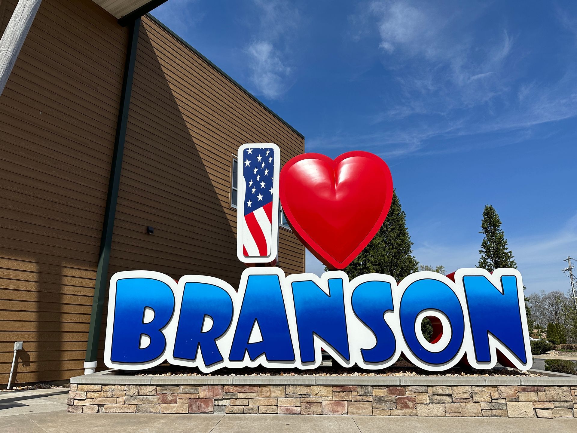 A large sign reading 