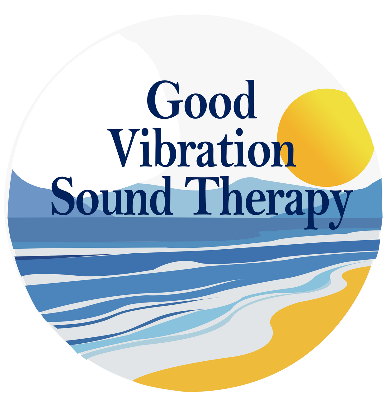 Circular logo with ocean scene and text