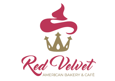 Logo delle Red Velvet con spirale rosa e icona di corona dorata su sfondo bianco.