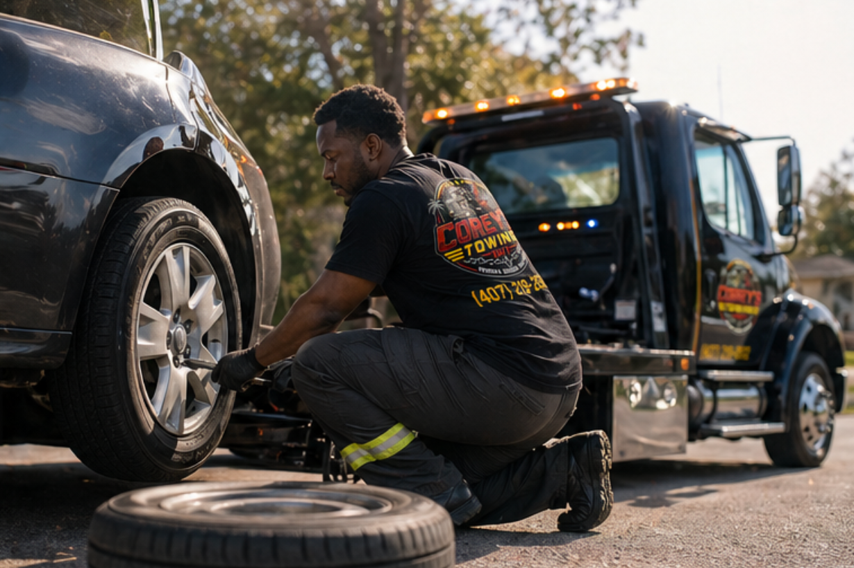 Corey’s Towing LLC fast response towing service in Central Florida