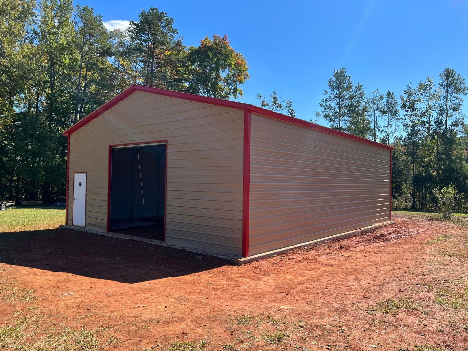 Shed with Open Roll Up Door — Asheboro, NC — NAC Metal Structures 