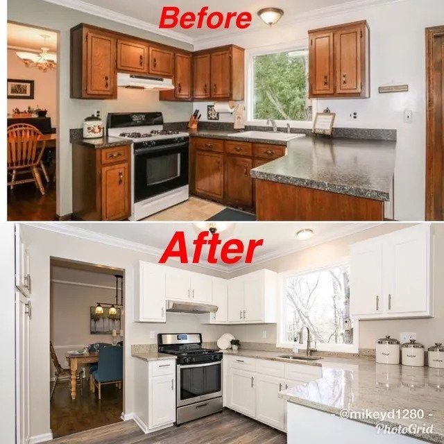 Before and after image of kitchen remodeling — Stroudsburg, PA — Preferred Carpentry LLC
