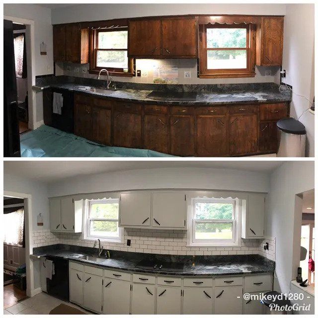 Before and after image of a kitchen renovation — Stroudsburg, PA — Preferred Carpentry LLC
