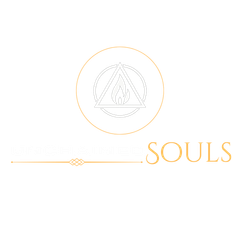 An unchained souls logo with a wolf in a triangle