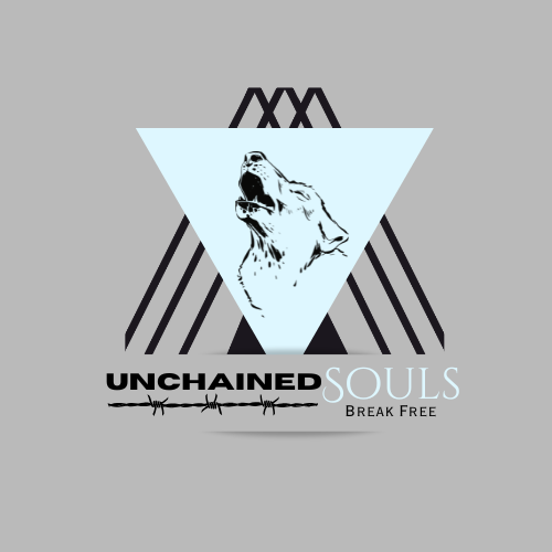 An unchained souls logo with a wolf in a triangle