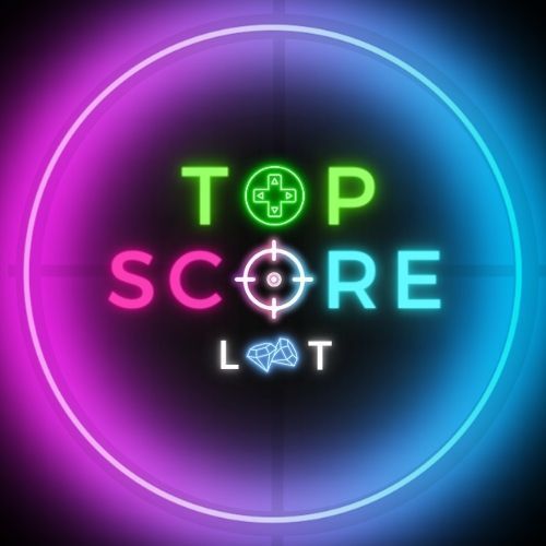 A neon sign that says top score lot
