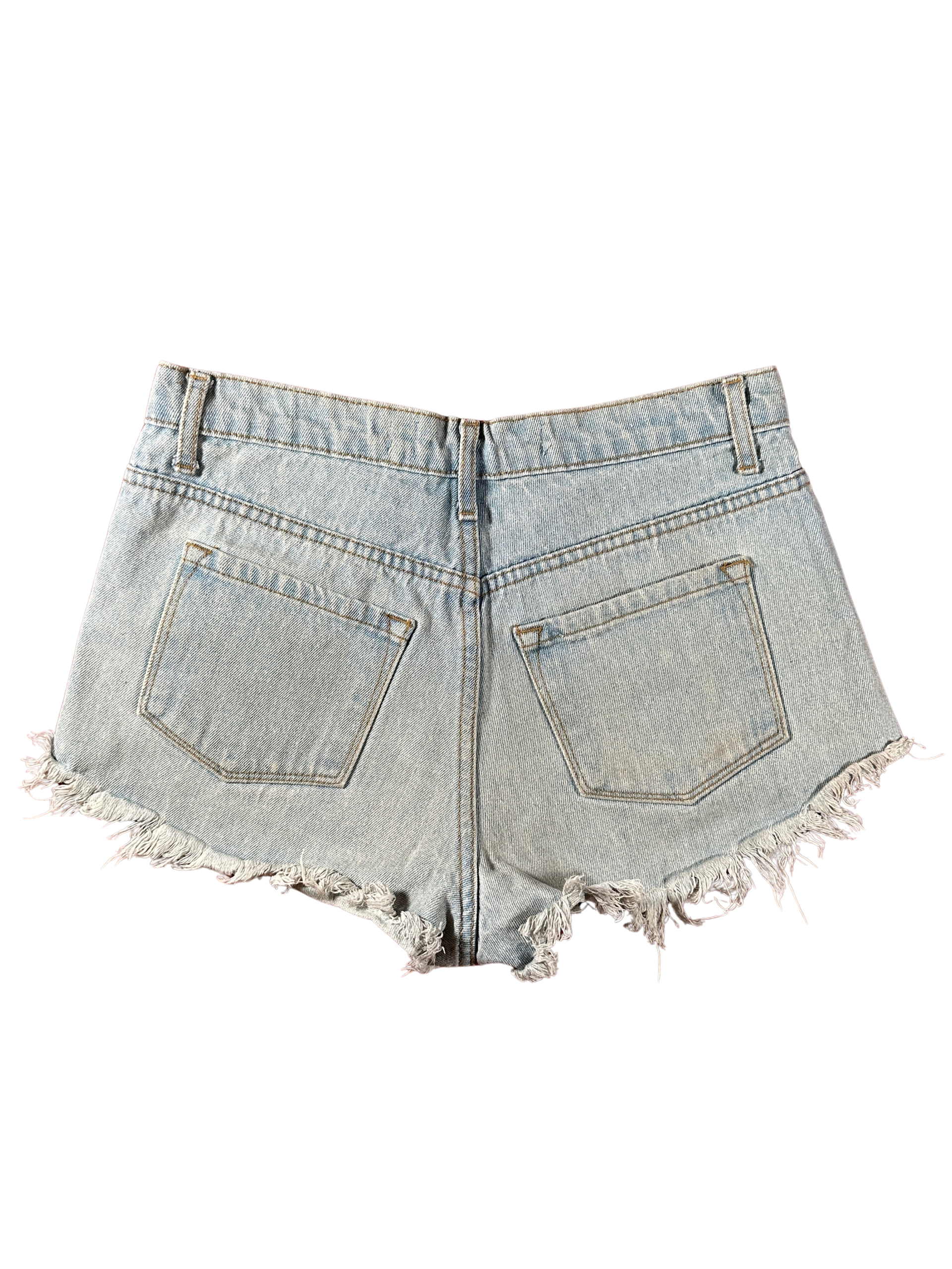 02 High Rise Distressed Denim Shorts