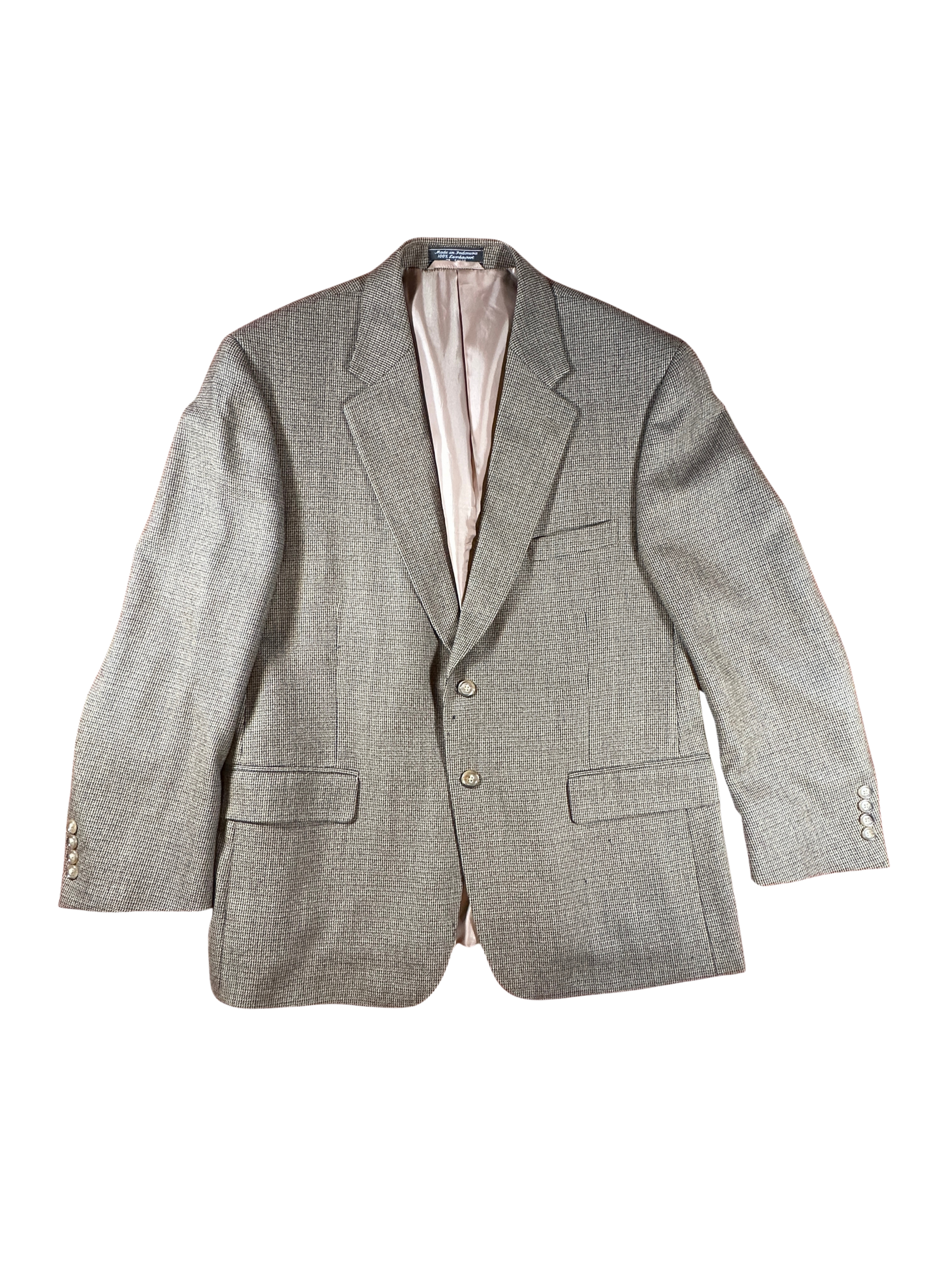 Men's 100% Lambswool Brown Micro-Houndstooth Sport Coat