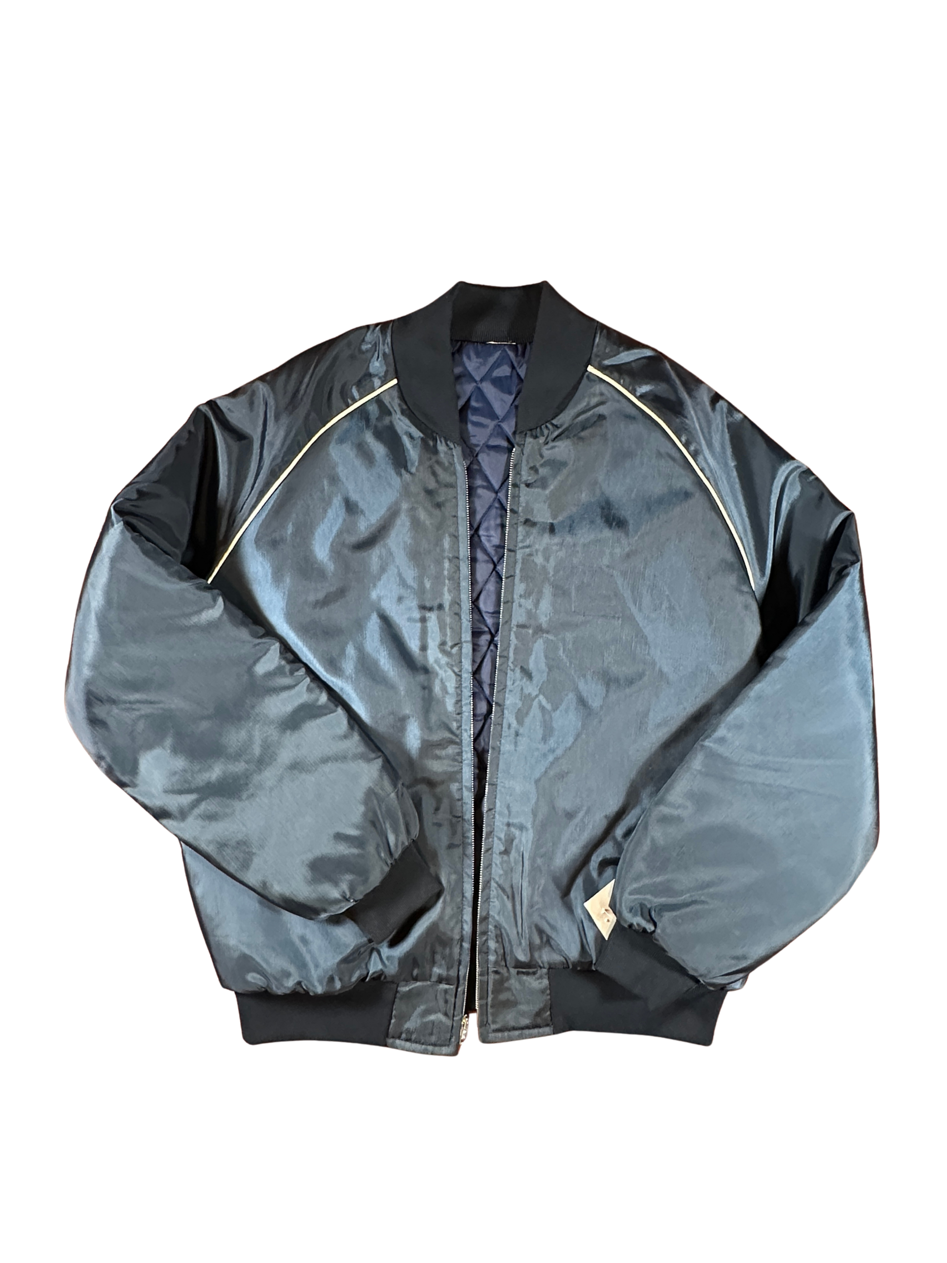 Vintage 80s Style Satin Bomber Jacket with Quilted Lining