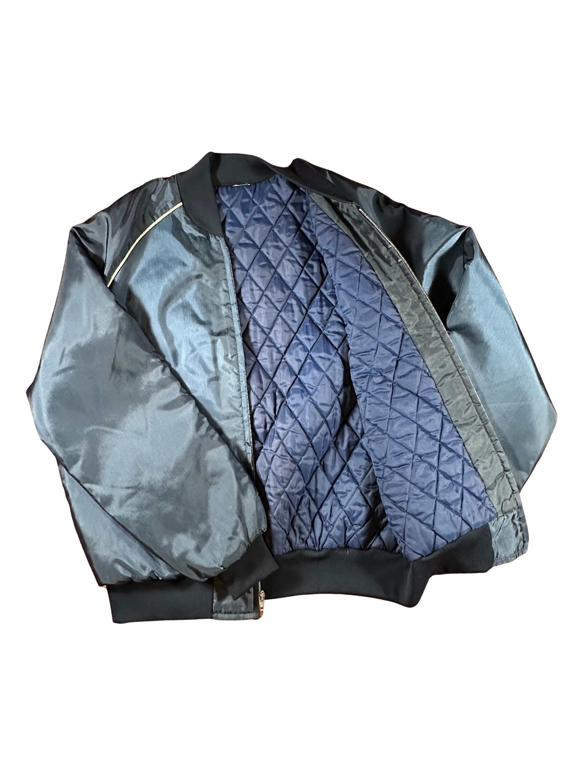 Vintage 80s Style Satin Bomber Jacket with Quilted Lining