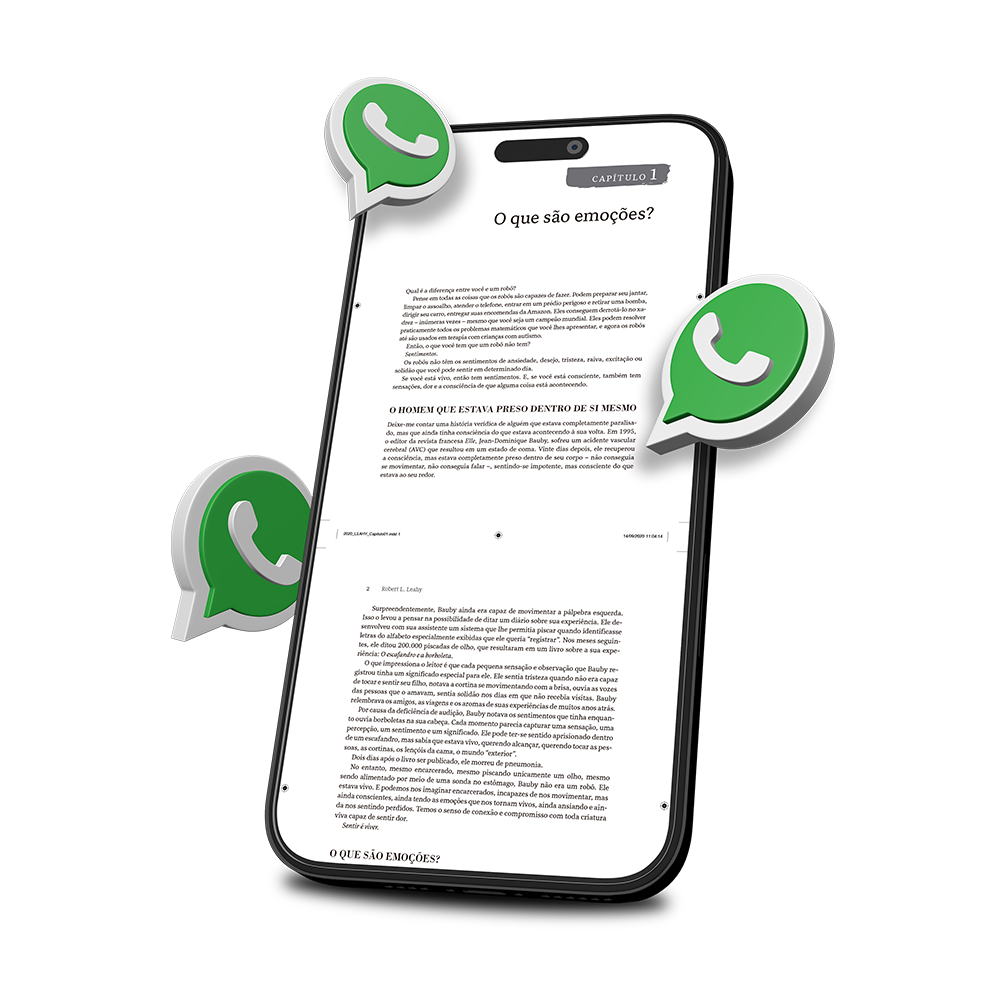 Um celular com três bolhas do whatsapp saindo dele.