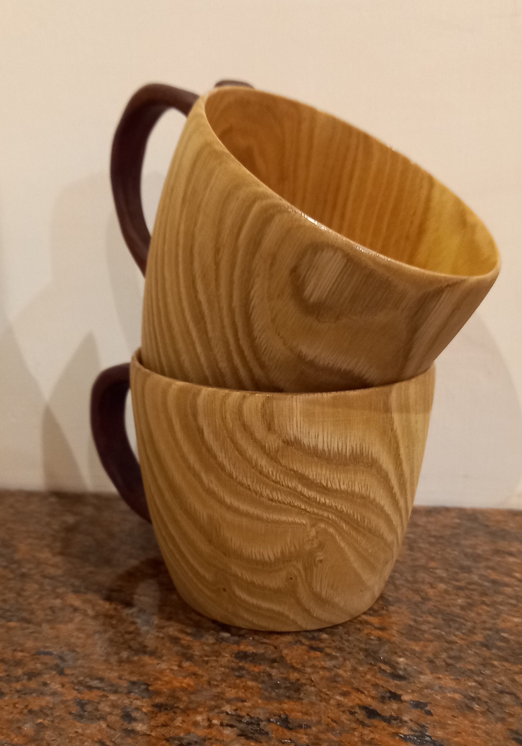 image of hand turned mugs in Sweet Chestnut 