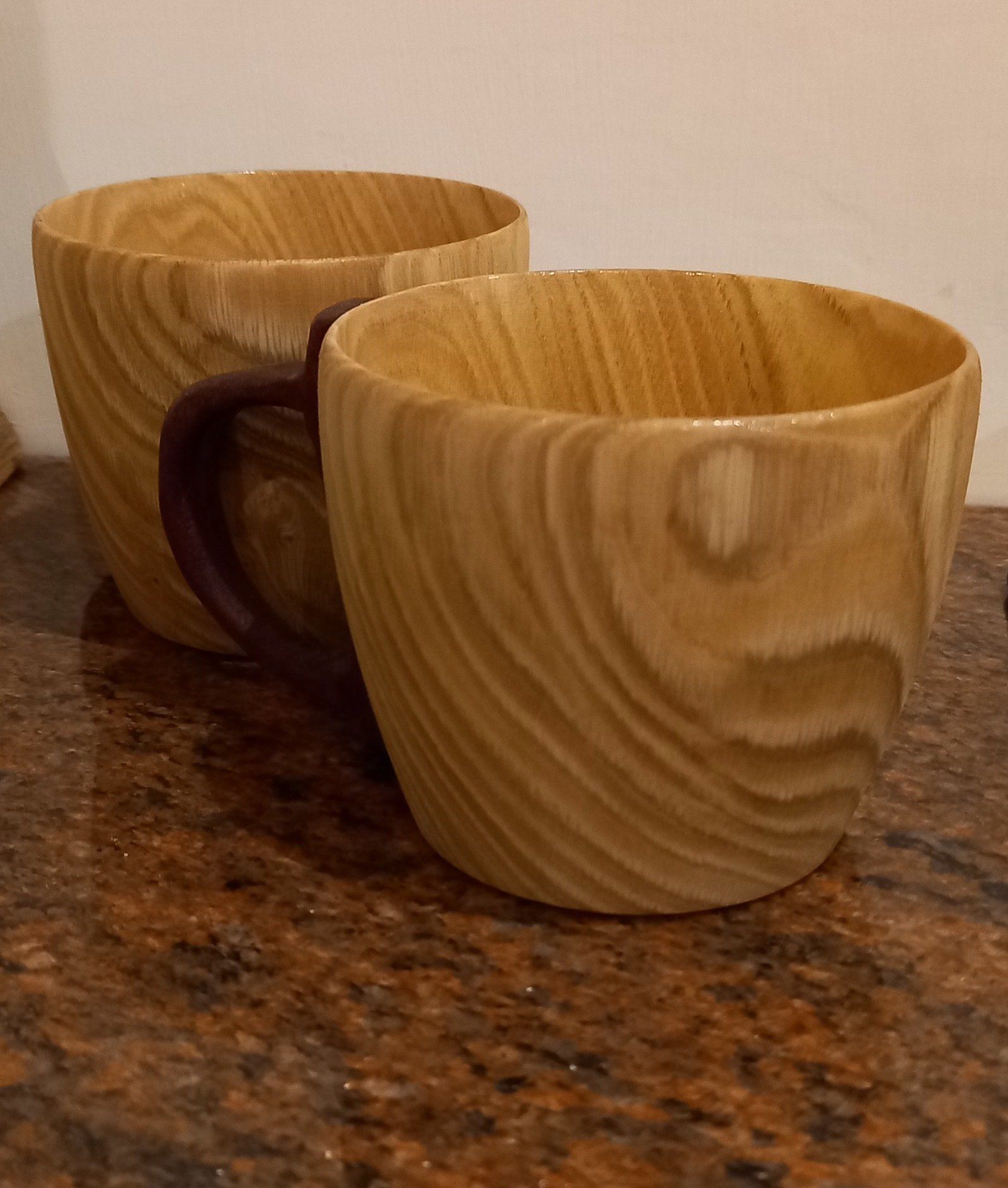 image of hand turned mugs in Sweet Chestnut 