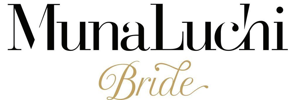 the logo for mura luchi bride is black and gold on a white background .