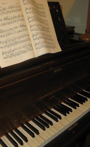 Piano with music sheet