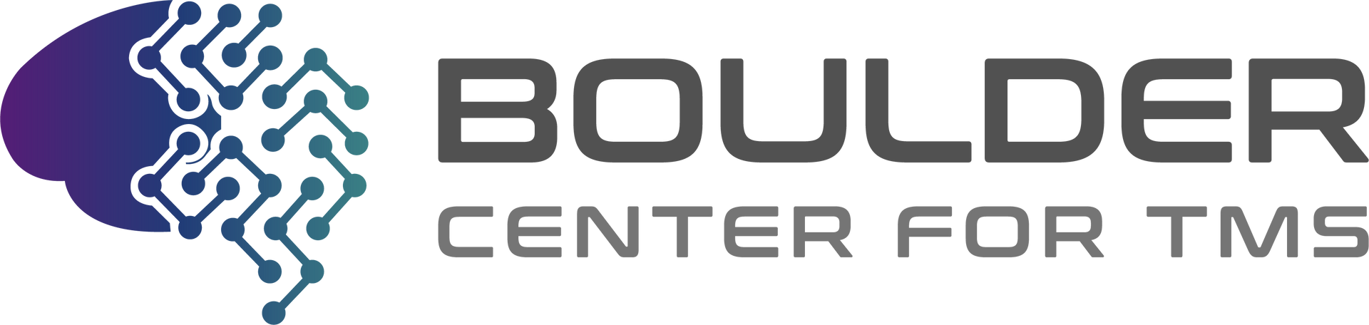 A logo for the boulder center for tms