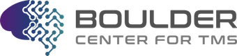 A logo for the boulder center for tms