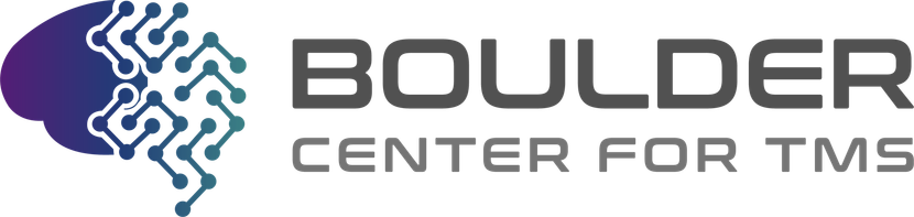 A logo for the boulder center for tms