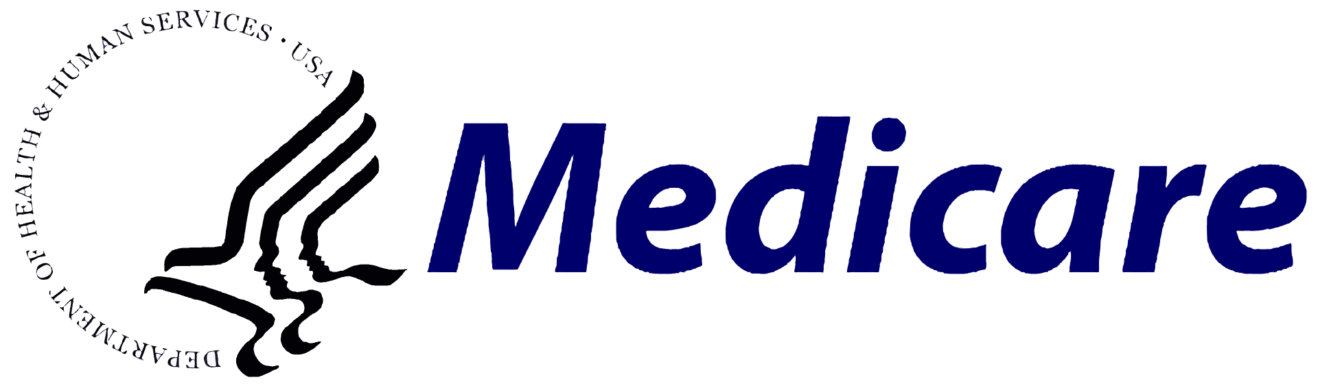 A logo for medicare with a picture of a person in a circle