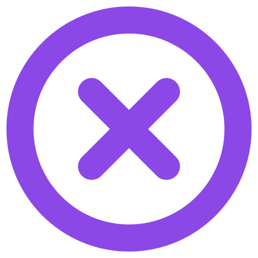 A purple cross in a white circle on a white background