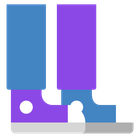 A pair of purple and blue shoes on a white background.