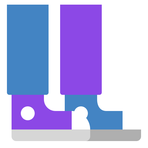 A pair of purple and blue shoes on a white background.