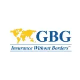 Un logotipo para gbg seguros sin fronteras con un mapa del mundo.