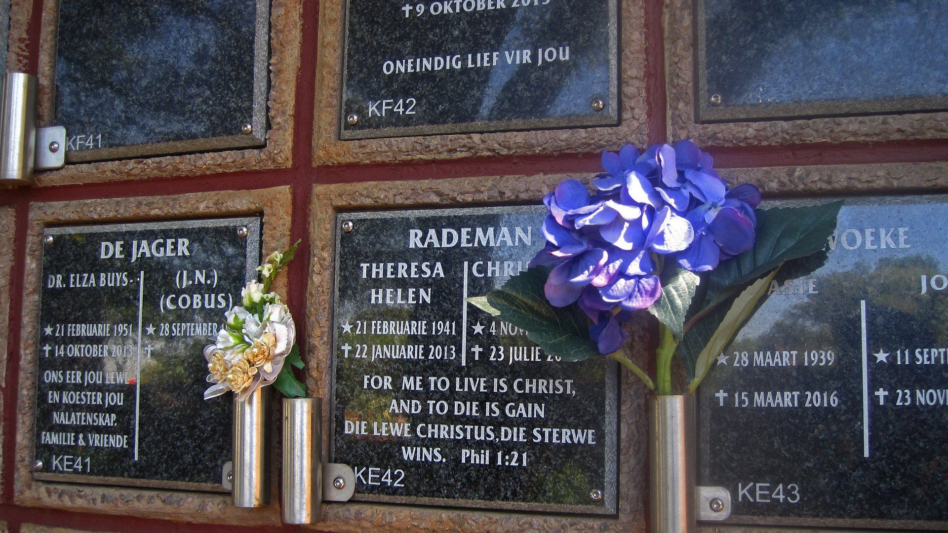 Placing the Urn in a Columbarium (aka, a “niche”)