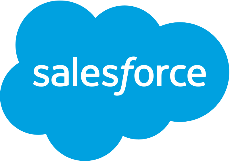 Salesforce logo in white text on a blue cloud shape