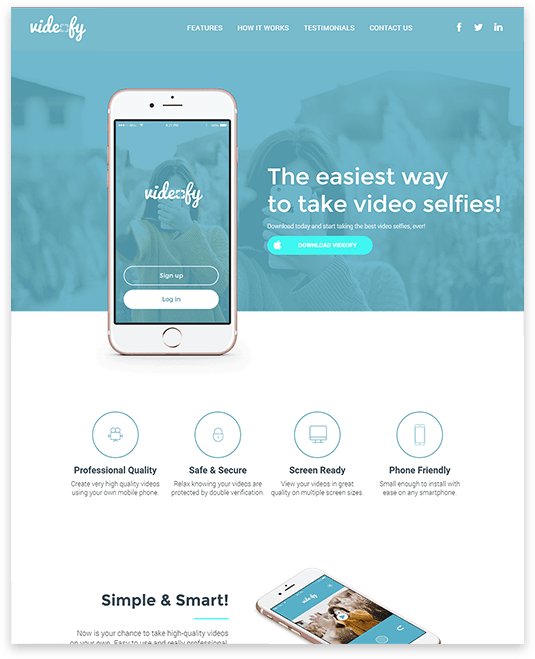 web design for app landing page