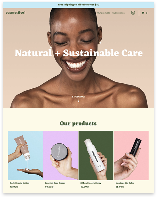 web design for cosmetic store