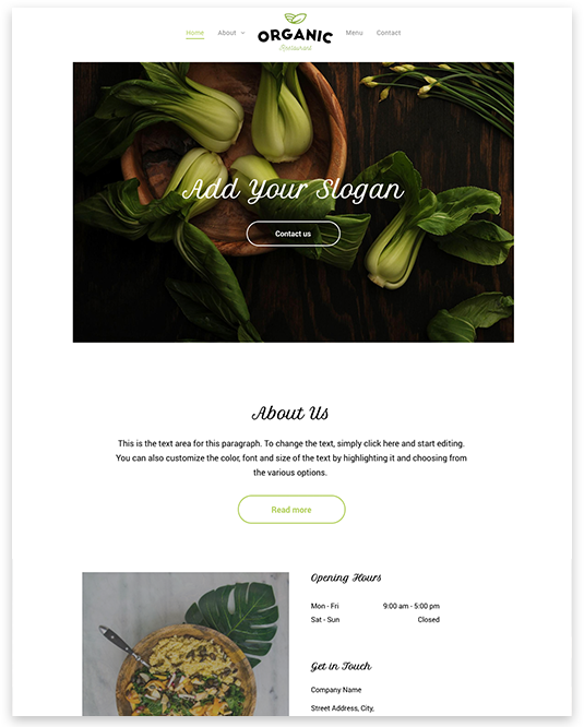web design for organic restaurant