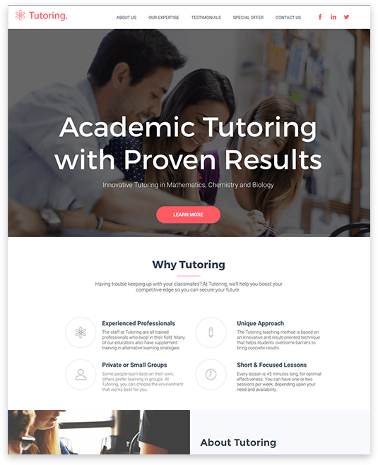 web design for academic tutor