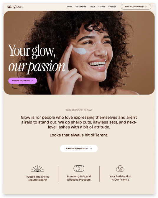 web design for beauty salon