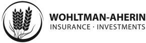 Logo of Wohltman-Aherin Insurance & Investments, featuring three stalks of wheat in a circular emblem.