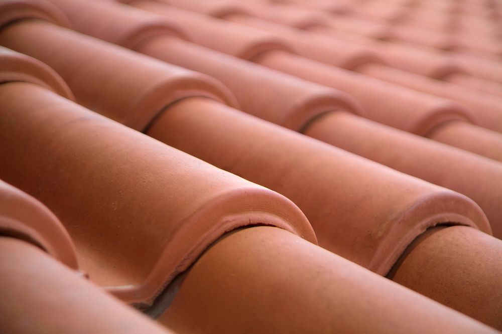 A Close Up Of A Row Of Red Tiles On A Roof — Topflite Roofing In Vincentia, NSW