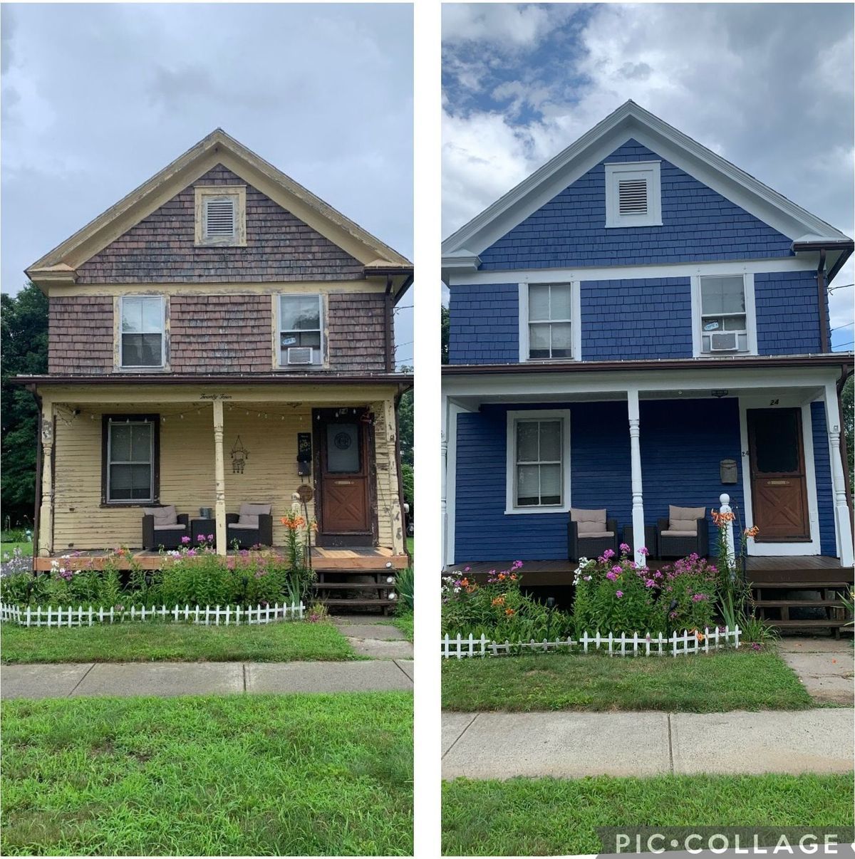 before and after of a home painted by Capital Painters