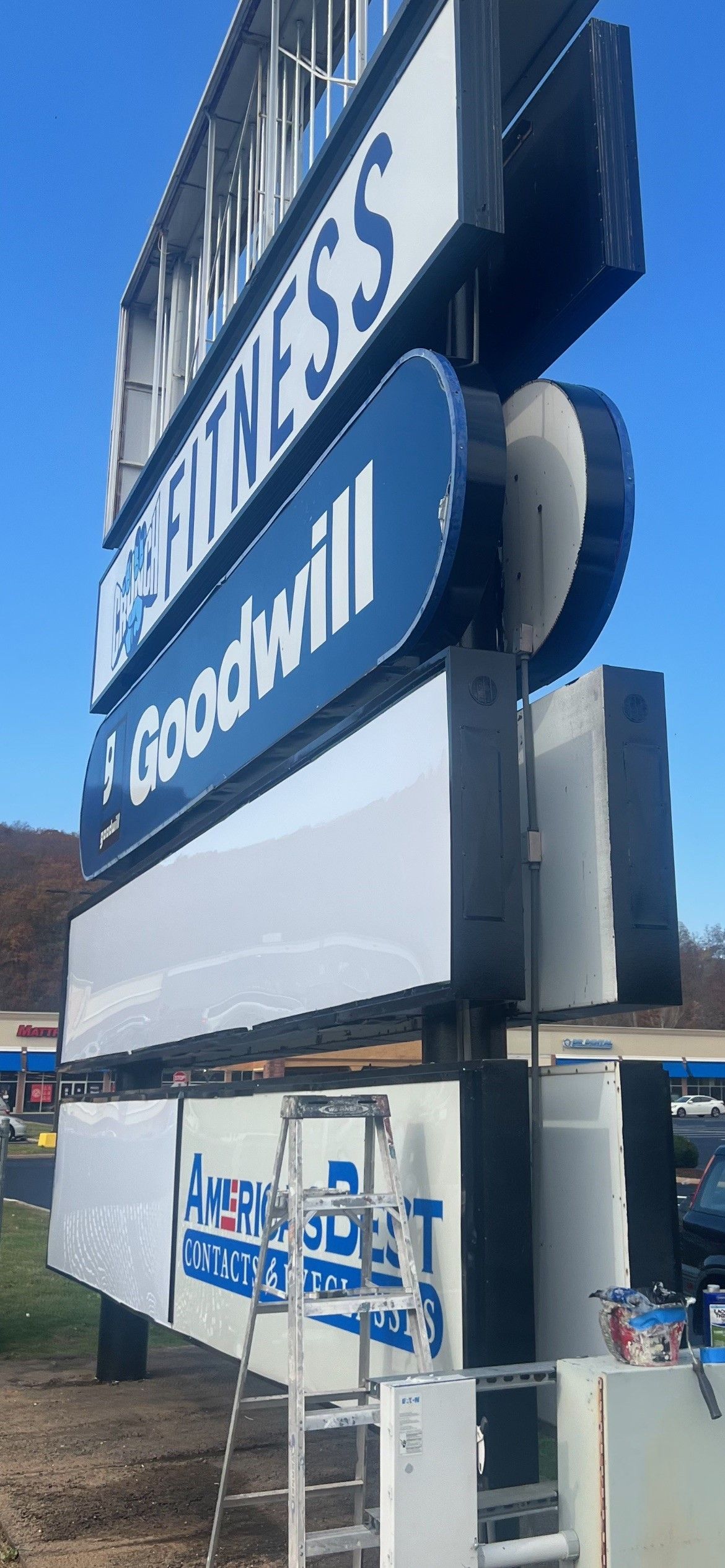 company sign post painted