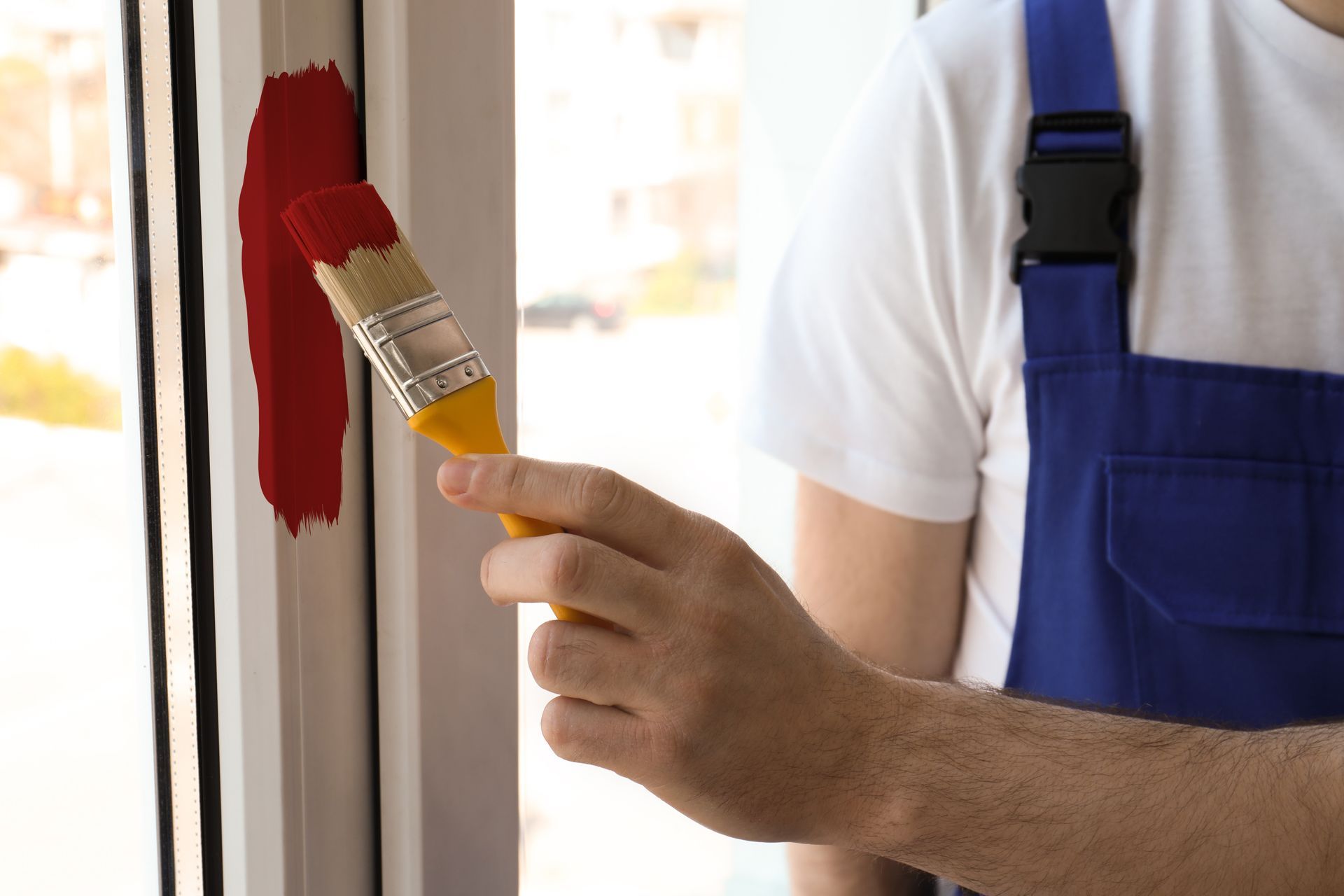 Painting window trim red professional 