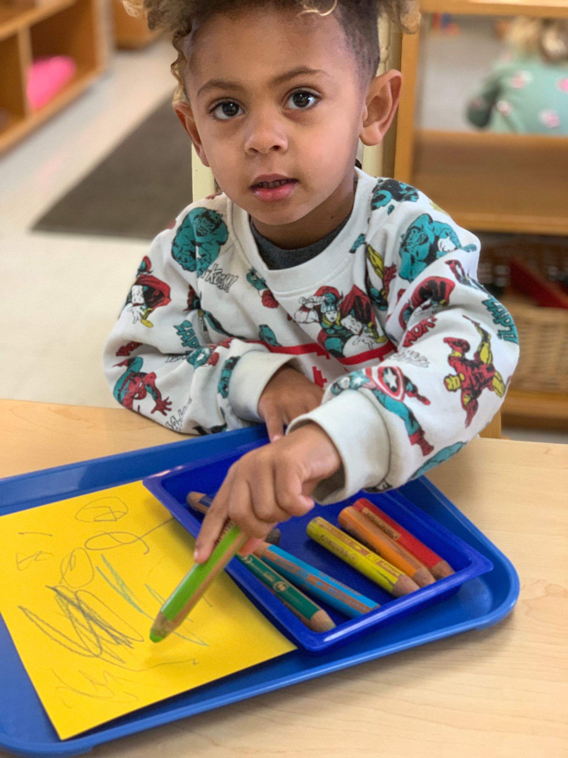 Montessori child drawing.