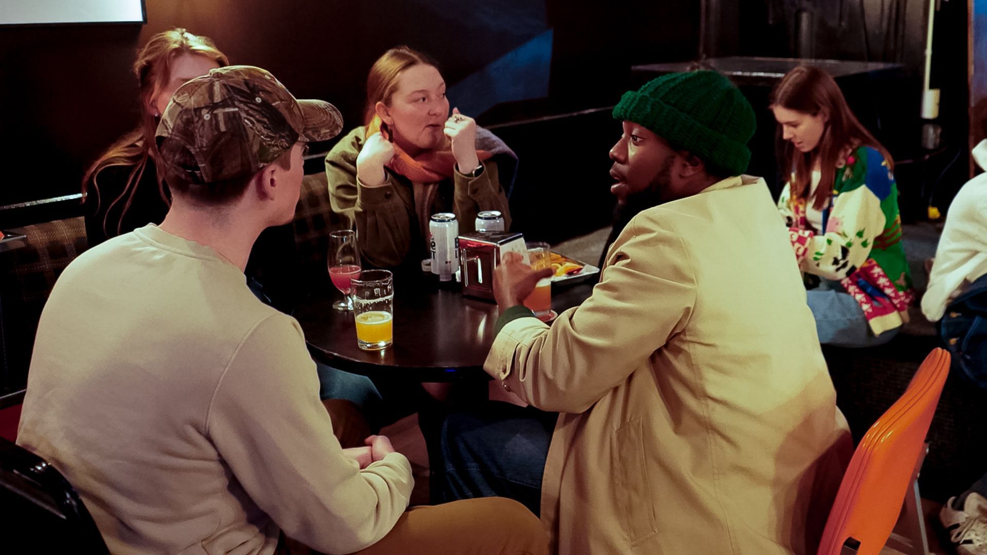 Friends hanging out at Bad Ending, a bar in Rochester NY