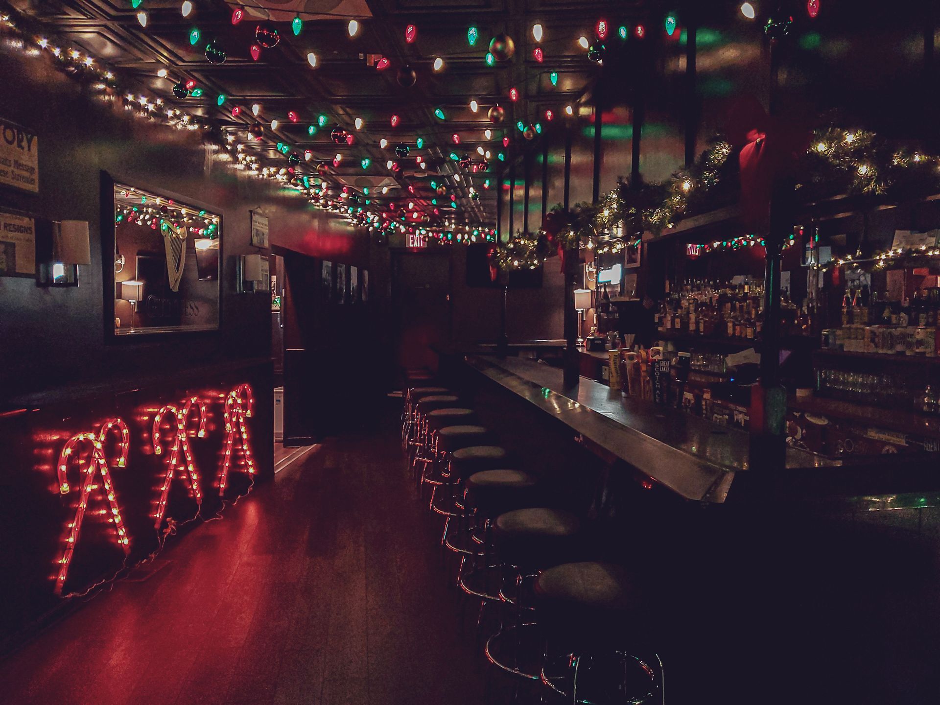 Bad Ending decorated with hanging lights for XMas and Holiday events