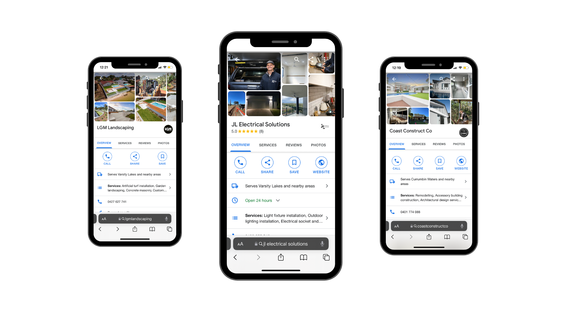 Google Business Profile listing on a mobile phone - Google Business Profile Manager Gold Coast