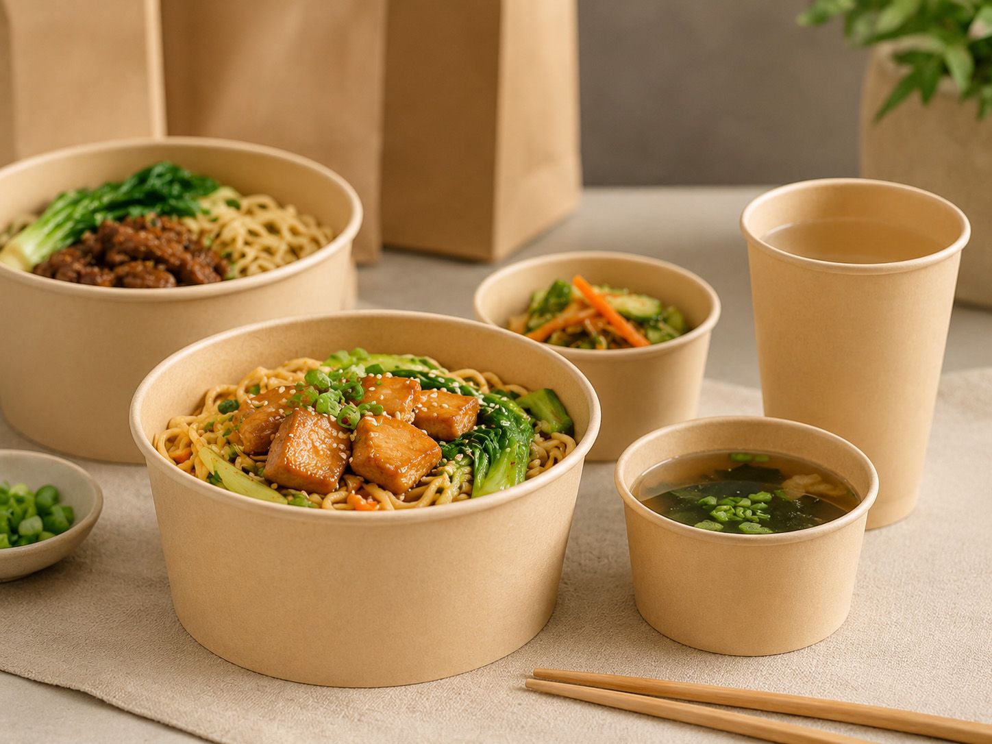 Bamboo paper bowls made from bamboo cupstock board