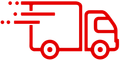 A red delivery truck icon on a white background.